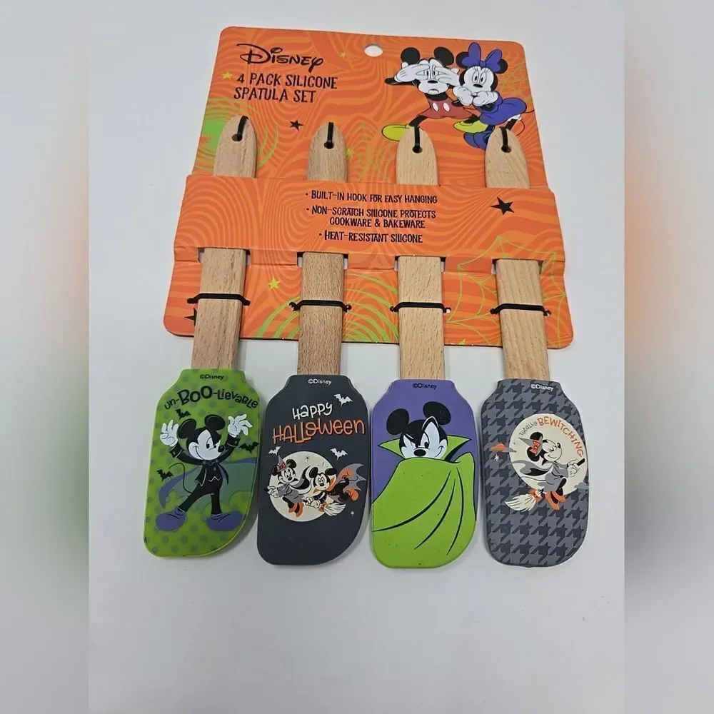 DISNEY MICKEY  AND MINNIE MOUSE HALLOWEEN Mini Spatula 4 Piece Set NEW